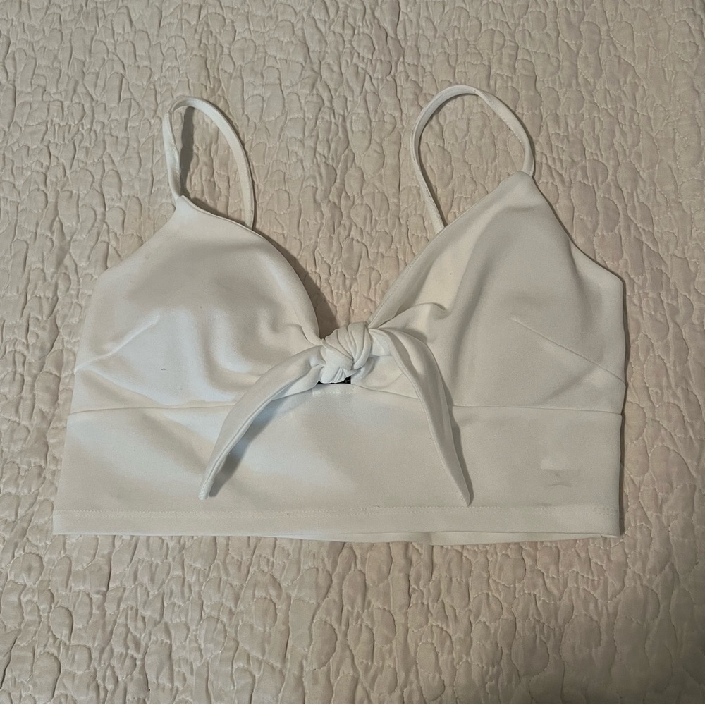 White tie front crop top